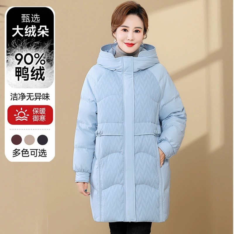 Средние и длинные женские пуховики 2024 зимние новые теплые утиные пуховые куртки толстые и длинные могут быть оптовыми