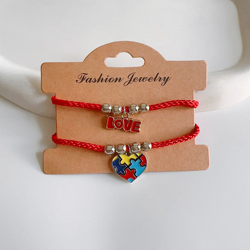 13g Weight Alloy Pendant Material Bracelets Classification rope Chain Material Cord String Chain Type 1 Piece Quantity Daily Occasion Alloy, rope Material Love, Jigsaw, Heart Shape Pattern All Seasons Season Unisex Gender Plating Design Simple Style Style Simple Style Love Jigsaw Heart Shape Alloy Rope Cord String String Bracelets Wholesale 6