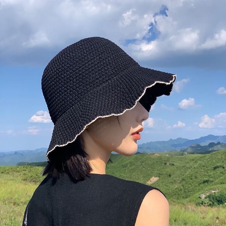 Japón de encaje universal de punto sombrero de pescador para mujeres primavera y verano viajes muestran cara pequeña sombrero de sol transpirable