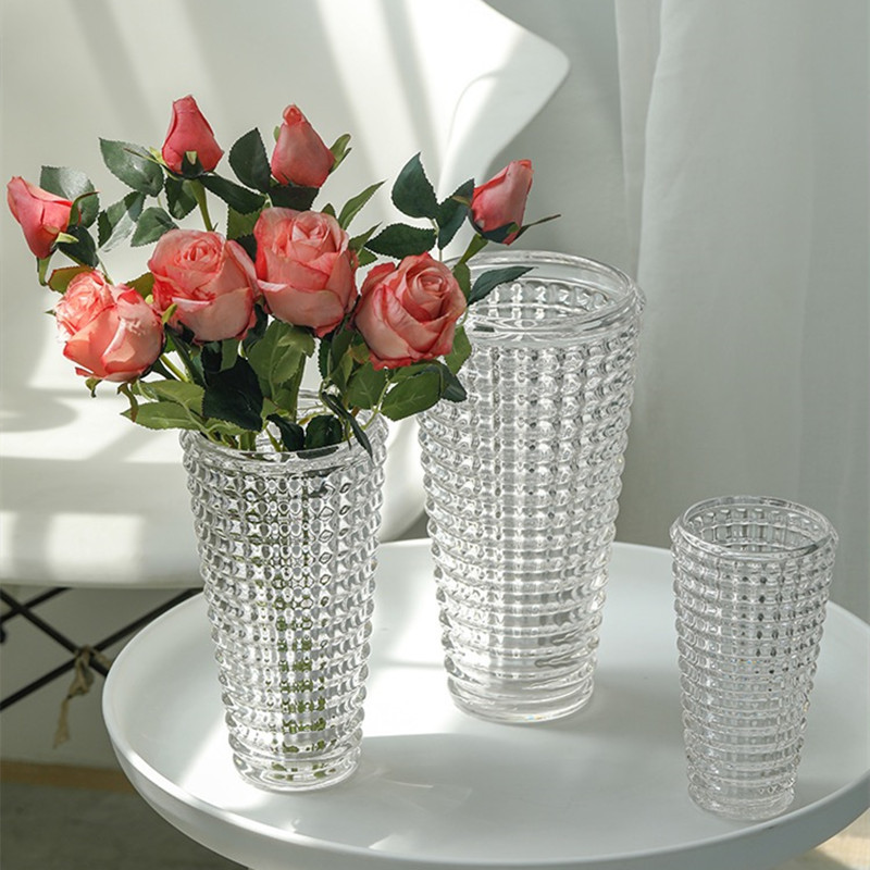 Round Bright BKL Crystal Glass Vase Thickened High Transparent Lead-Free Glass Living Room Flower Arrange High-Grade ins Style