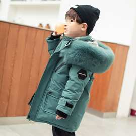 2025新款儿童羽绒服男童中长款加厚韩版中小童90白鸭绒宝宝外套冬