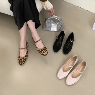 2025 Autumn New Round Toe Mary Jane Women's Shoes One-Line Buckle Strap Shallow Mouth Versatile Flat Shoes Ballet Shoes