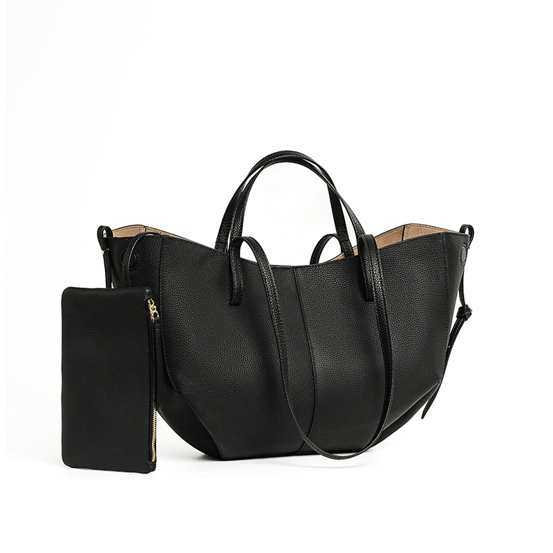 Versatile Niche Handbag Top Grain Cowhide Leather Women's Tote Bag Large Capacity Commuter Luxury Genuine Leather Shoulder Bag - Thumbnail 6