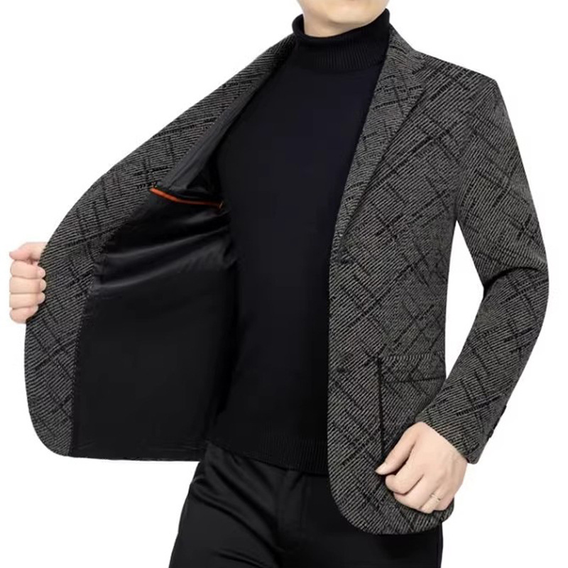 2026 Men's Spring and Autumn New Style Suit Jacket for Middle-Aged Casual Fashion Plaid Slim Fit Versatile Suit Jacket 2026 Men's Spring and Autumn New Style Suit Jacket for Middle-Aged Casual Fashion Plaid Slim Fit Versatile Suit Jacket