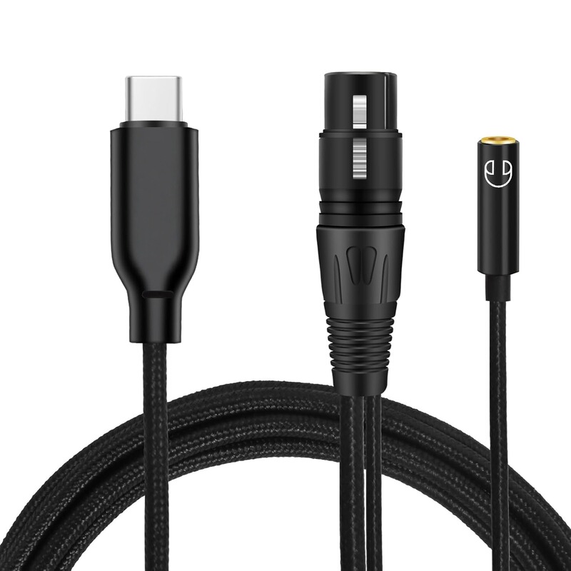 Cross-Border USB Type-C to Xlr Female 3.5 Female/Type-C to Xlr Female Microphone Recording and Playback Cable