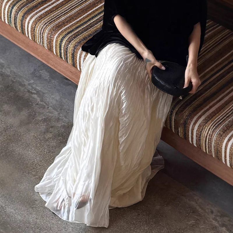 In-Stock White Stunning Sheer Half-Skirt, Summer Fluffy Fairy Pleated Flowing Long Gauze Skirt, Long Skirt for Women In-Stock White Stunning Sheer Half-Skirt, Summer Fluffy Fairy Pleated Flowing Long Gauze Skirt, Long Skirt for Women