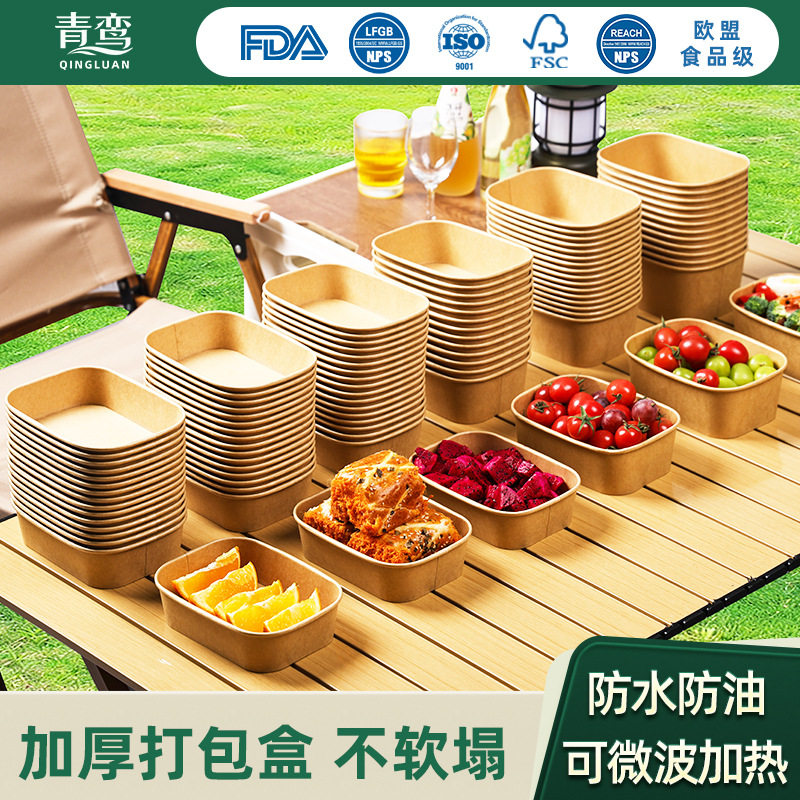 Caja de comidas desechable kraft rectangular para llevar caja de comida rápida caja de almuerzo de picnic caja de ensalada de almuerzo de almuerzo grande