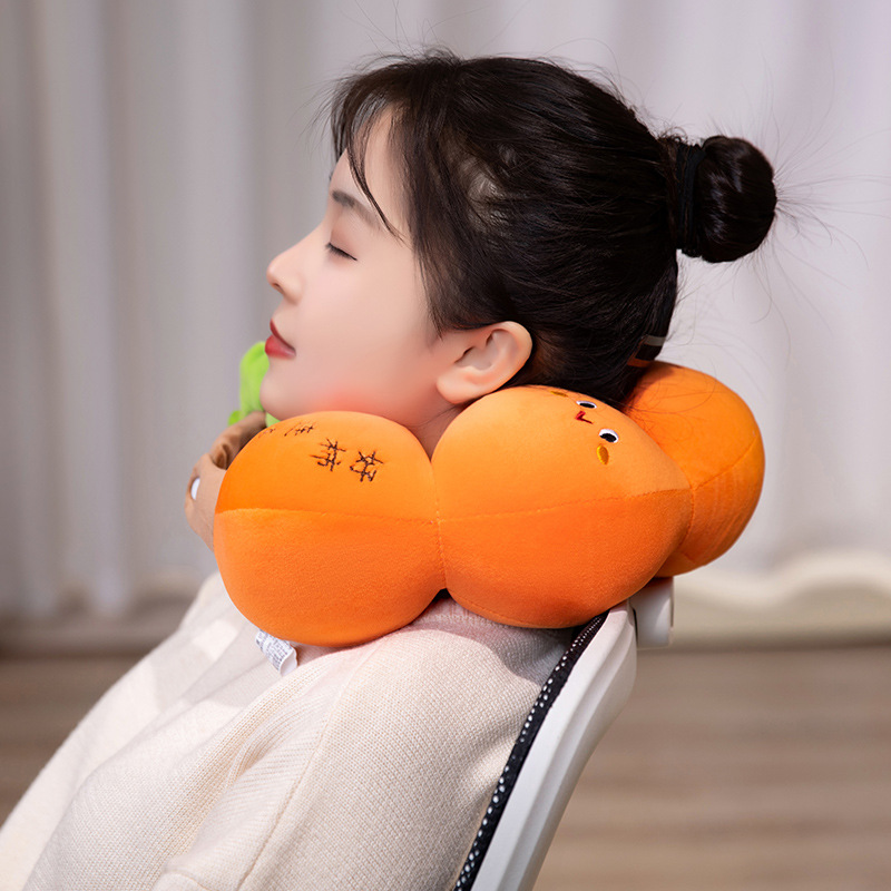Cartoon calabaza fruta string U almohada juguetes de peluche de oficina siesta almohada de cuello estudiantes almohada