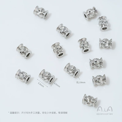 Zərgərlik ara hissələri, Color-Preserving Floral Straight Tube Threaded - c52-6-platinum-lantern-beads-10-pieces