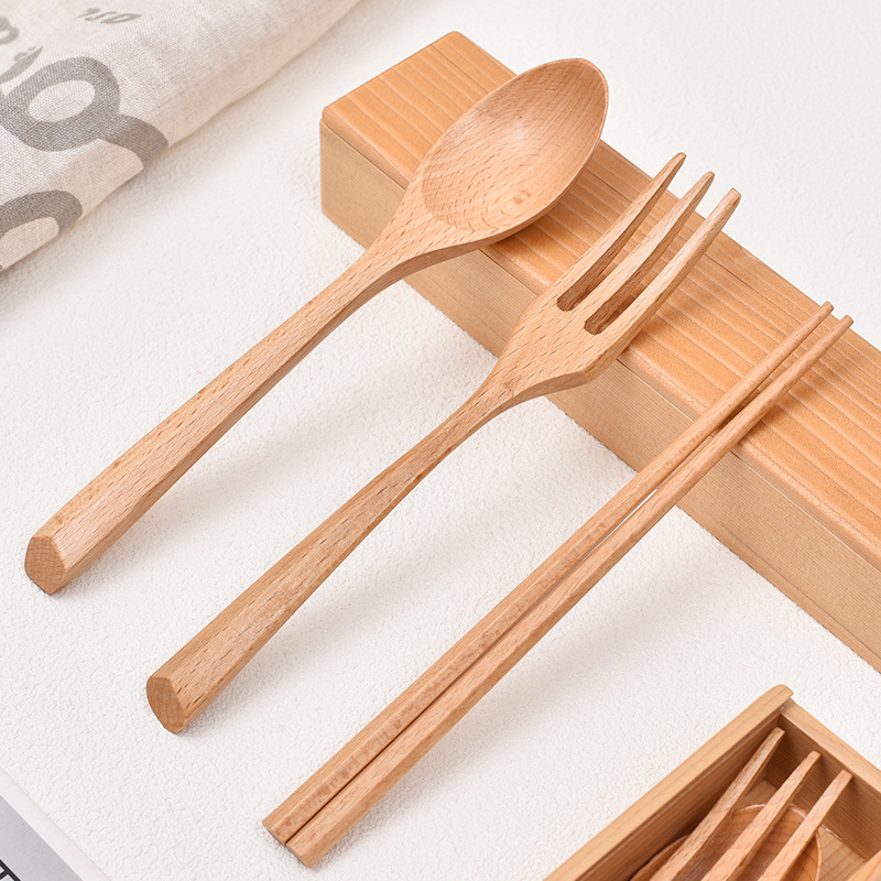 携帯用食器3点セット(1人用)クリエイティブなアウトドア旅行用携帯食器箸・スプーン・フォークセット、ロゴのカスタマイズ可能