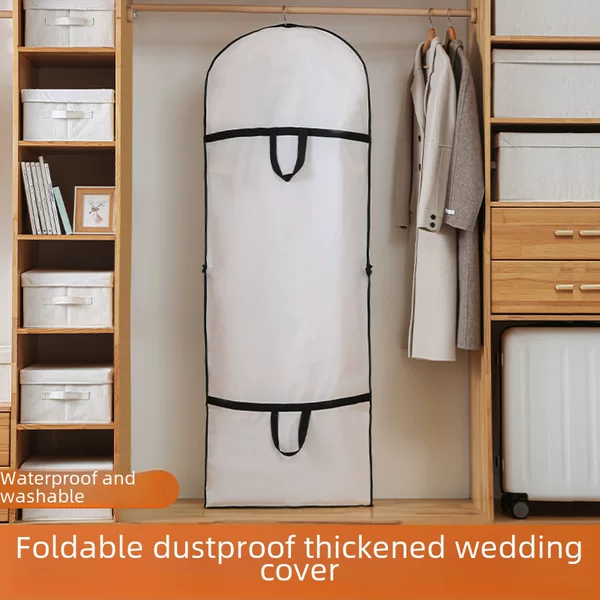 Wedding Dress Dust Cover, Foldable Moisture-Proof Storage Bag for Suits and Clothing, Waterproof Wedding Dress Cover