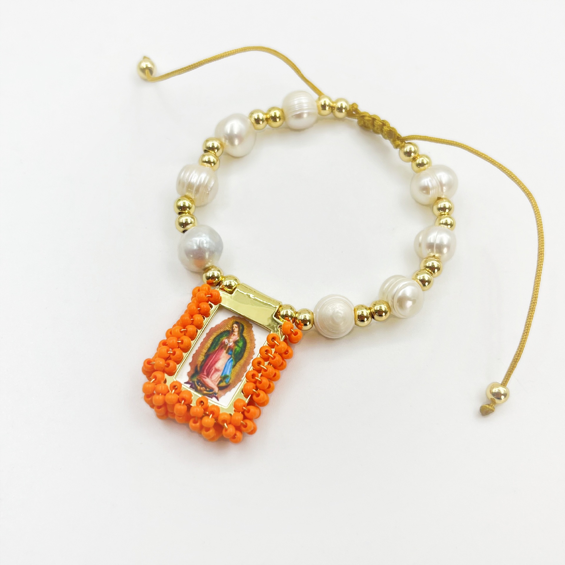 Portrait, Square Pattern Freshwater Pearl Copper Portrait Square Bracelets