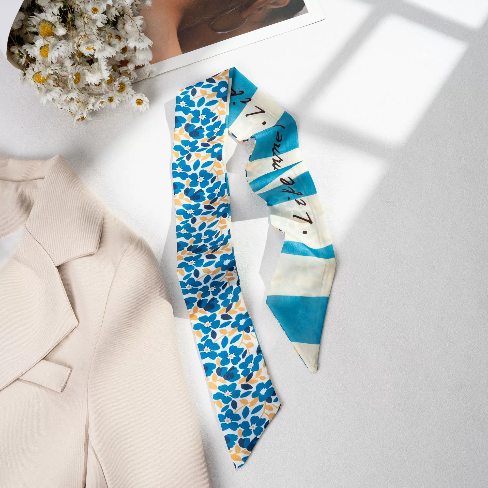 Silk Scarf Hairband (Suhang) long streamer 89×3.8 cm, lightweight gift box option