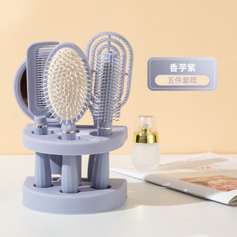 Peine para el hogar, masaje del cuero cabelludo, peine de la bolsa de aire, peine largo rizado para mujer, peine de cojín de aire portátil esponjoso, peine de cinco piezas antiestático