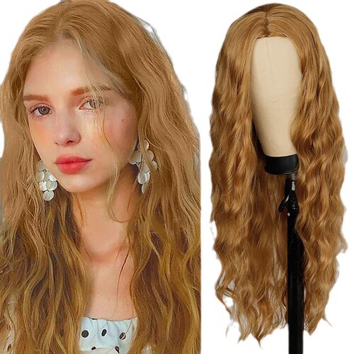 European and American false hair for women, woolen curly long hair wig set, full head center part cornrow long curly hair synthetic wig set