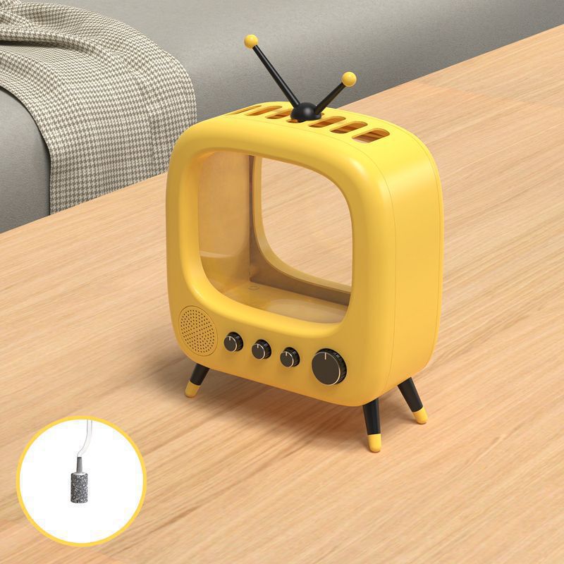 デスクトップ小型水槽レトロ子猫テレビ水槽マイクロ風景生態学的なベタリボンリビングルーム造園水|undefined