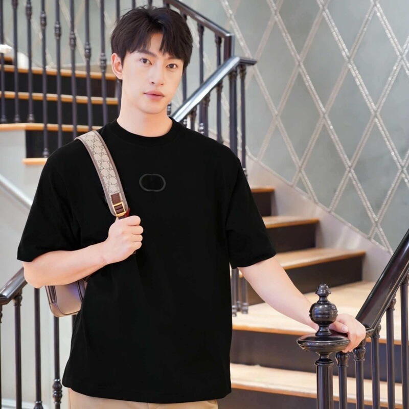 High-Quality 26Th Summer New Model Double g Embroidered Men's T-Shirt, Classic, Simple, Stylish, and Handsome Short-Sleeve Top