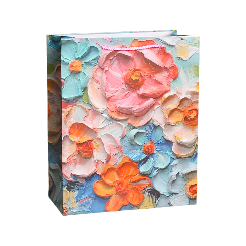 Bolsa de regalo de pintura al óleo creativa Bolsa de papel de mano Bolsa de regalo de cumpleaños Bolsa de regalo de día de San Valentín Bolsa de regalo de flores Bolsa de papel