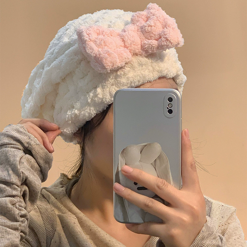 2023 Новая шапка для сухих волос с облачной решеткой, супервпитывающая быстросохнущая, милый бант, утолщенная черепаха, шапочка для душа, платок