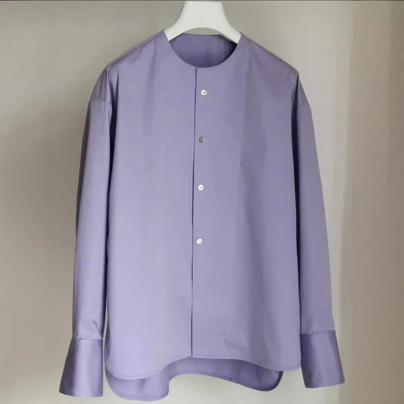 Ready Stock, Good Luck, Purple Air, Light Purple, Good Matching to Show Whitening, Round Neck Long-Sleeved Shirt, Women's Top, Drop Shipping