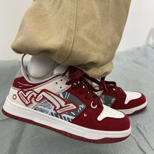 National trend ins style college red retro casual moral training shoes for men and women versatile niche couple sports skateboard shoes for men