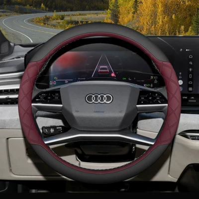 Ultra-Thin Car Steering Wheel Cover Specifically | Steering wheel cover - round-black-burgundy-set-ultra-thin-style-default