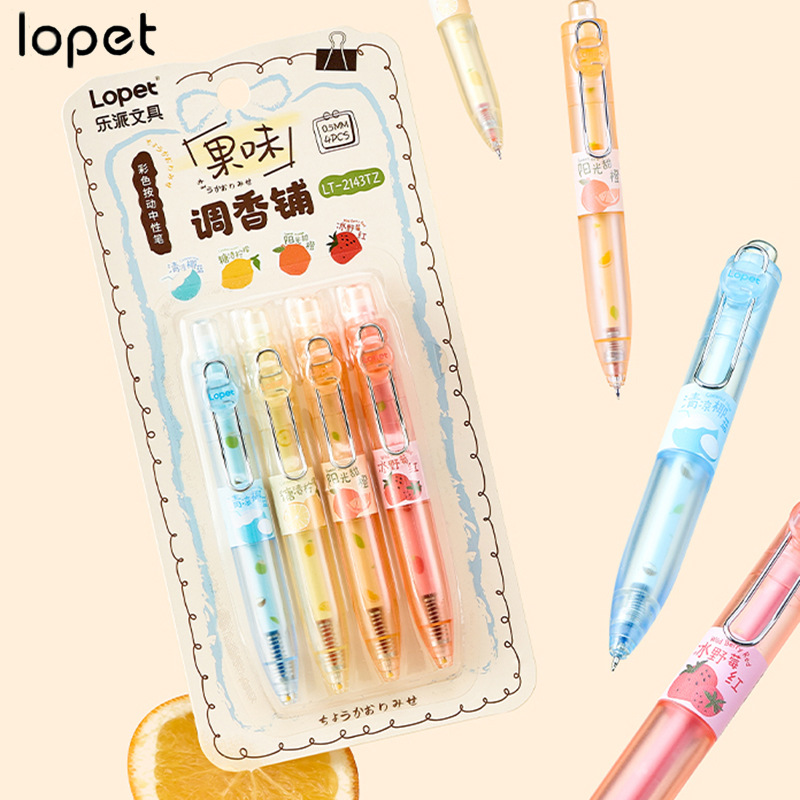 Lepai 2143 Fruit Scented Colorful Gel Pen Fruit Fragrance Pocket St Quick-Dry 0.5 Journal Marker Pen