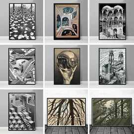 几何复古抽象艺术家高清海报厂家批发来图打印装饰画跨境电商Temu