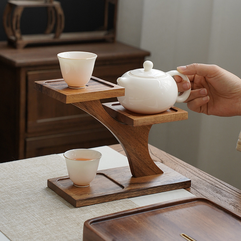 Accesorios de mesa de madera para la ceremonia del té Taza de té sala de estar cocina mesa de té organizar artículos estantes de almacenamiento estantes de tazas estantes de capas