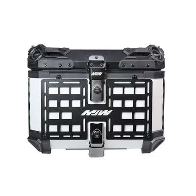 45L armored motorcycle quick release aluminum alloy black hanging piece tail box scooter trunk electric car tail box (Motorcycle trunk) - 45l-athens-white-premium-edition