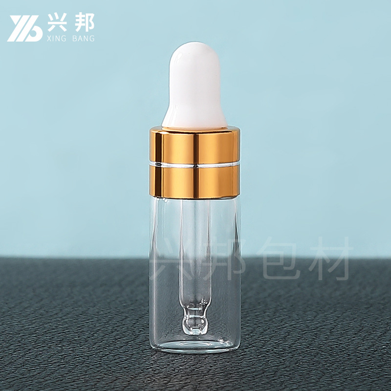 En stock botella cuentagotas 2ml 3ml 5ml botella de vidrio transparente esencia pequeña botella de muestra botella de líquido original botella de aceite esencial sub-botella