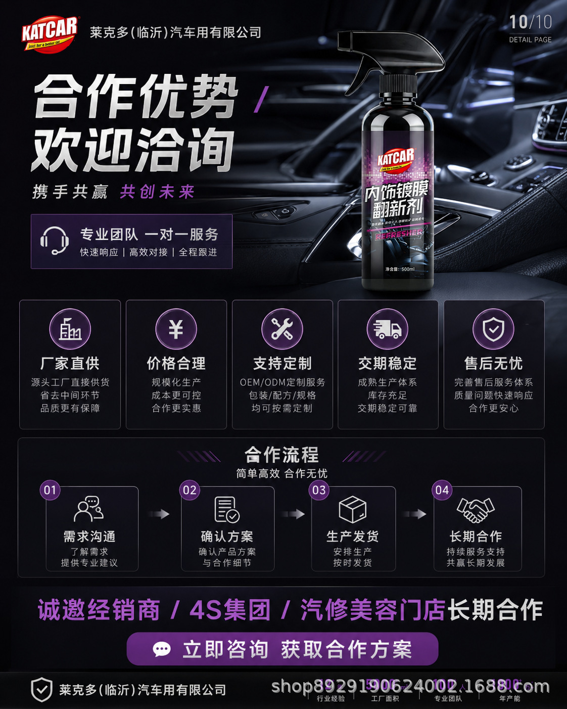 Laketo Car Interior Coating Refurbishment Agent, Anti-Fouling Maintenance, Gloss Enhancement, Car Cleaning Agent