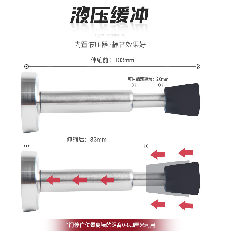 门挡液压缓冲门顶升降缓冲伸缩防撞不锈钢橡胶静音门把手门锁保护|undefined