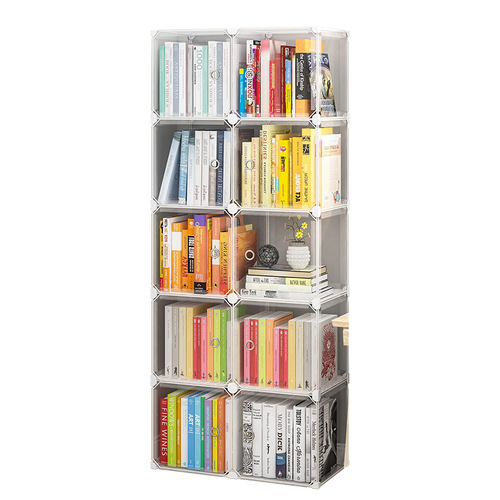 Simple bookcase with door, free combination, multi-functional floor-standing storage cabinet, plastic children's small bookshelf