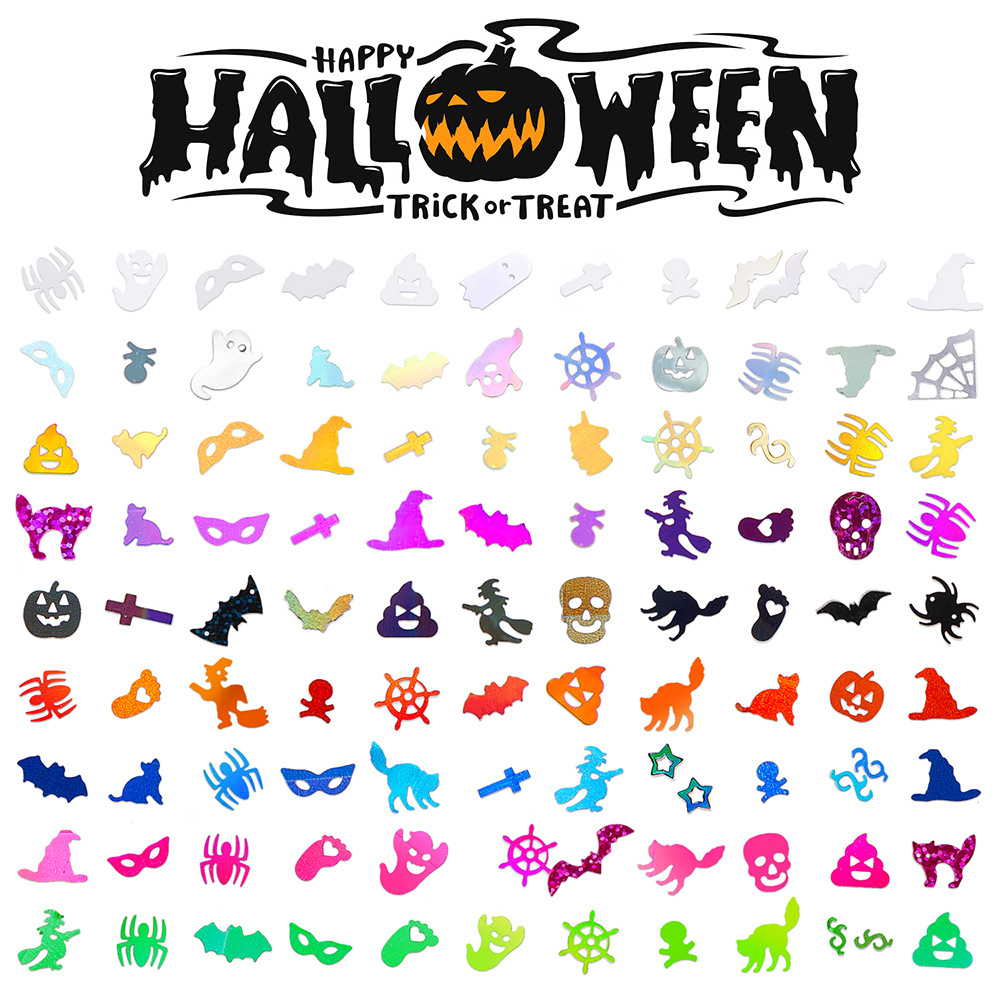 Halloween Fashion Halloween Pattern PET Sequin Nail Patches 1 Setpicture2