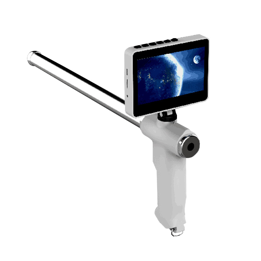 Pistola de inseminación artificial de inseminación visual para ganado con sonda metálica giratoria 270 grados endoscopio instrumento veterinario