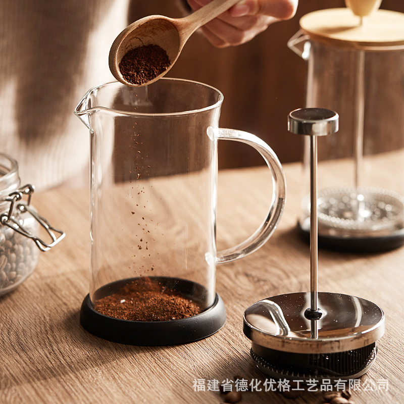 Cafetera de Prensa Francesa de Vidrio de Vidrio de Borosilicato Alto para Hogar y Oficina
