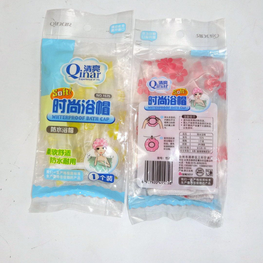 Gorro de ducha impermeable impresión esmerilado tapa de ducha transparente embalaje independiente único