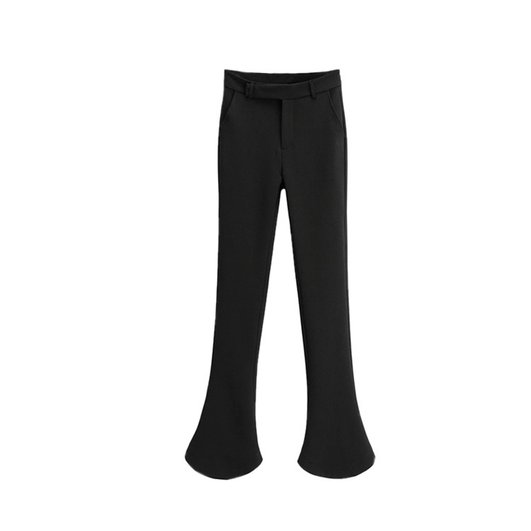 Autumn New style slimming long legs super long mopping horseshoe pants black suit pants women's high waist slim Micro flared pants