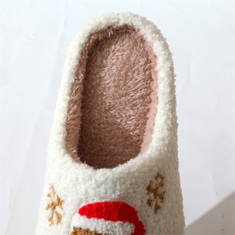 Winter Schneeflocke Lebkuchen Baumwolle Hausschuhe Damen Indoor rutschfeste Hausschuhe_voghion.com