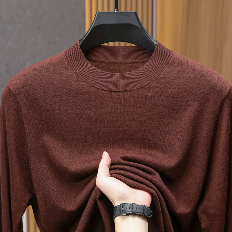 Woolen autumn T-shirt, men's fashionable long-sleeve, sweater, high collar