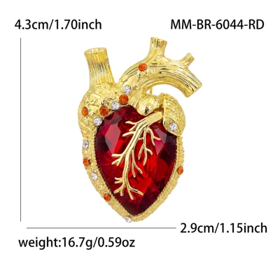 New light luxury alloy enamel heart brooch, creative versatile clothing accessory, direct sale from manufacturer: BR6044 (Yaxa sancaqları) - 18k-imitation-gold-red-6044-rd