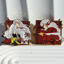 犬夜叉徽章 犬夜叉烤漆金属徽章杀生丸烤漆金属胸针 动漫书包配饰