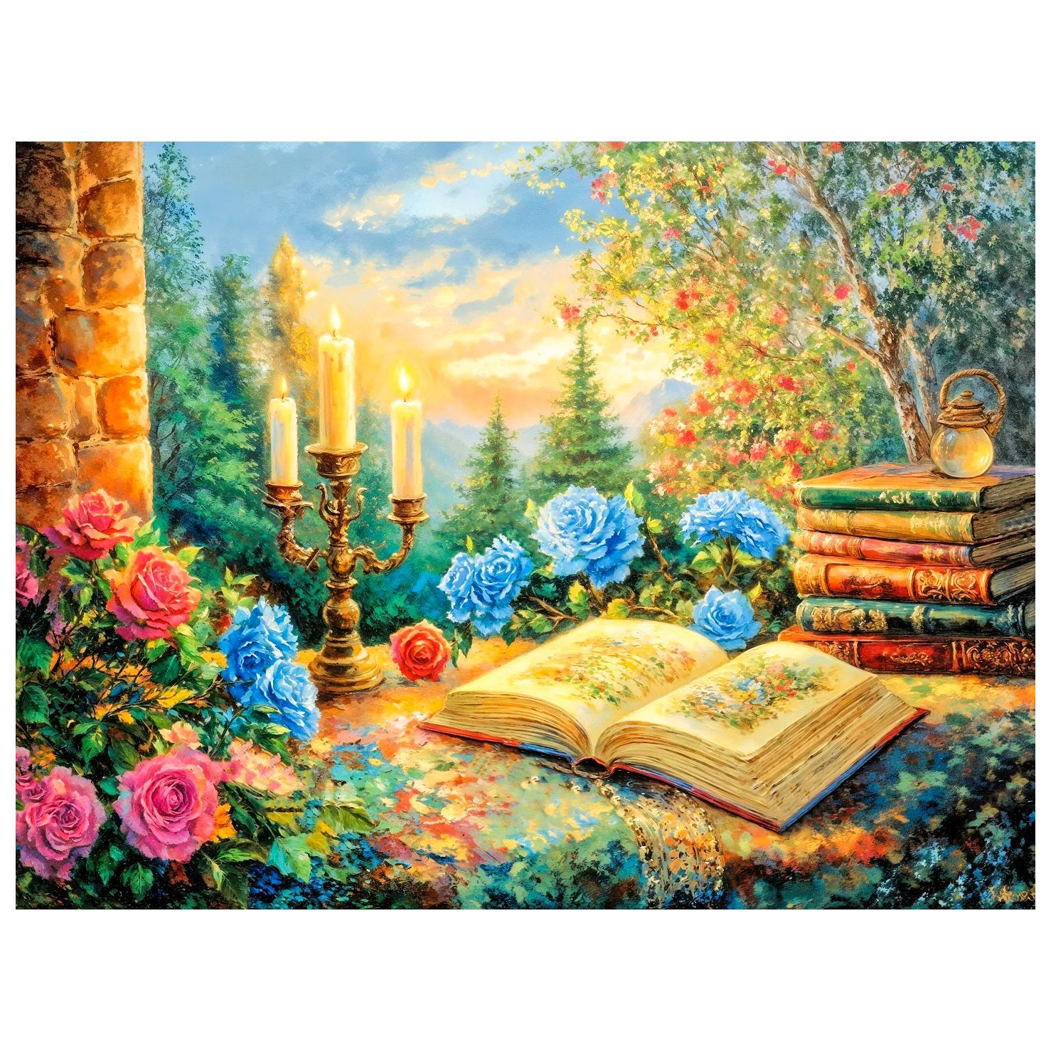 Diamante 5D dibujo de paisaje lleno de diamante cómic cabina bordado de diamantes diy redondo bordado de diamantes dibujo de diamantes a mano decoración para el hogar