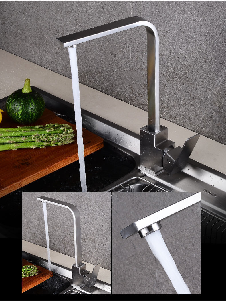 The 304 stainless steel kitchen hot and cold water faucet, single cold washing basin and sink can be rotated undefined