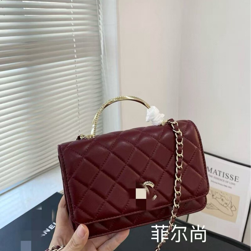 Tweed Style Goatskin Chain Inlaid Woc Fortune Bag Small Square Bag Women's High-End Exquisite Quilted Crossbody Bag Small Bag