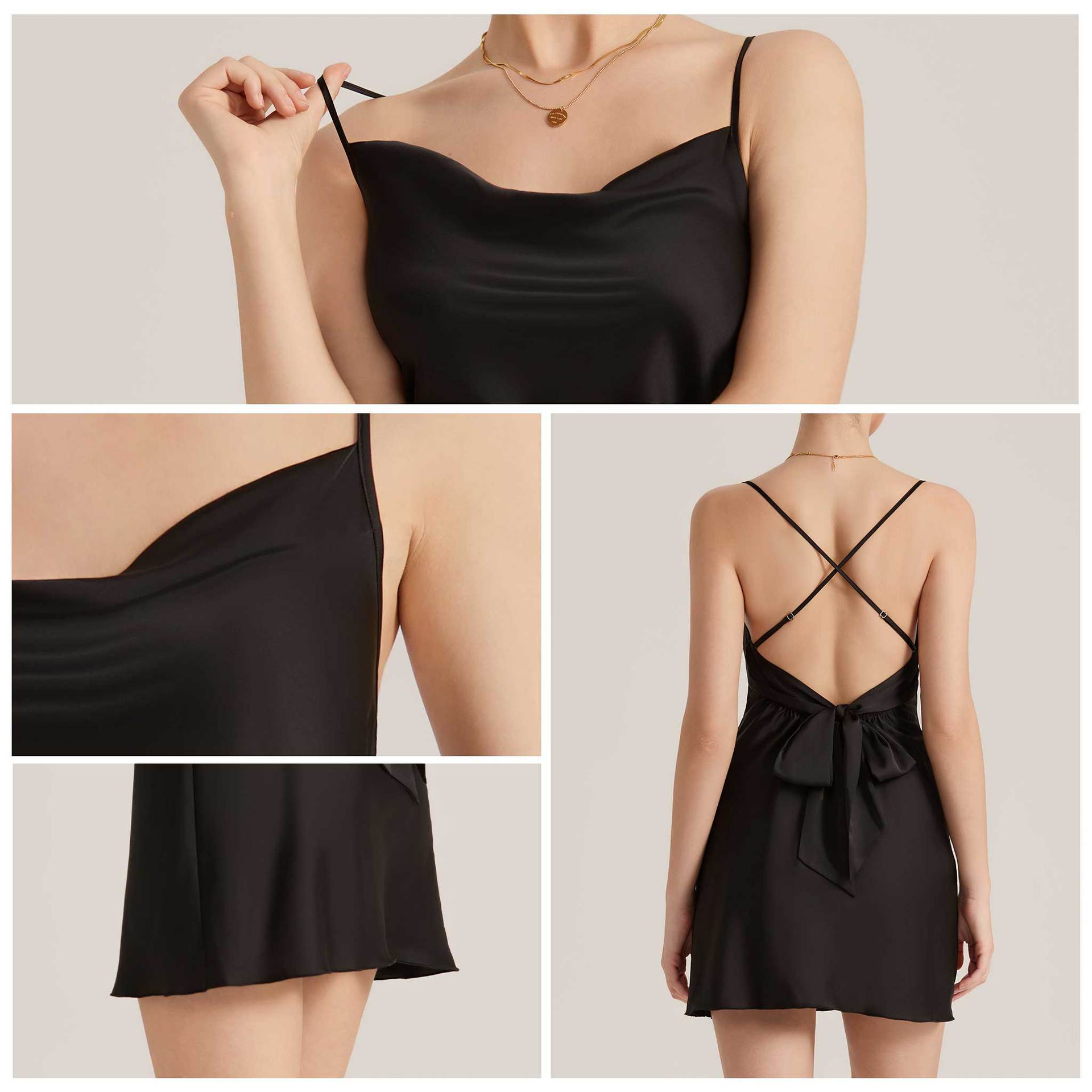 Nuevo estilo europeo y americano pijama de mujer de verano satén chiffon falda de cuello swing sexy pijama corto de espalda abierta SQ3912