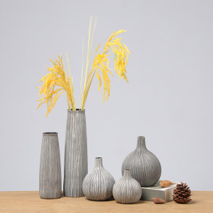 Cross-border exclusive for high-grade brushed resin small vase home living room homestay desktop decorations striped flower ornaments