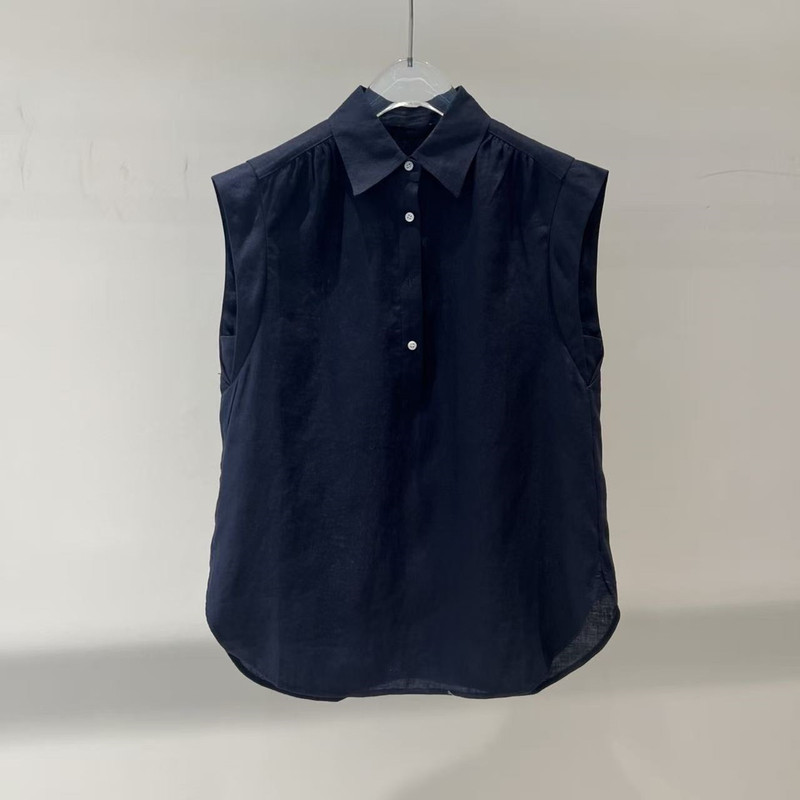 Ais Women's Clothing 2026 Summer New Half-Open Polo Collar Lightweight Linen Sleeveless Shirt Top 2132 Ais Women's Clothing 2026 Summer New Half-Open Polo Collar Lightweight Linen Sleeveless Shirt Top 2132