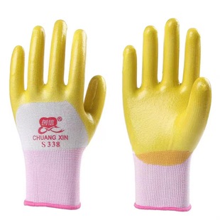 Chuangxin P338318 Thirteen-Pin Nylon Pvc Dipped Semi-Hanging Gloves Semi-Glue Odor-Free Oil-Resistant Gloves